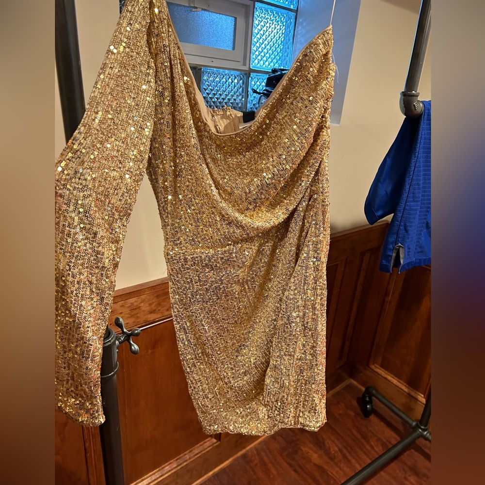 Windsor Gold One Sleeve Dress